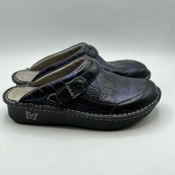 Alegria Women's Seville Clog Blue Croc Leather - Picture 2 of 9